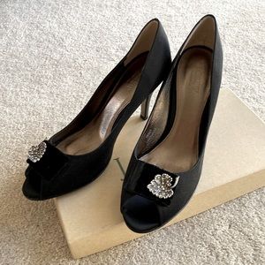 J.Crew Satin peep-toe heels. Size 10